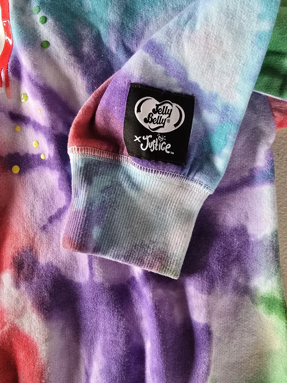Justice Rainbow Tie-Dye Jelly Belly Hoodie Girls Large 12 14 Back To School